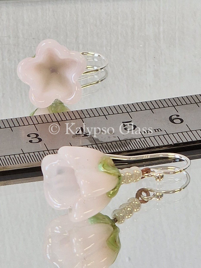 Bellflower Earrings, Opal Rose