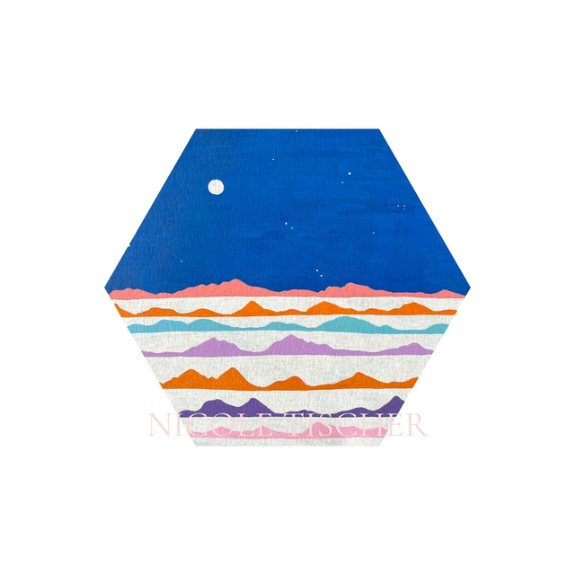 Hexagon mit Kunstdruck "Gedankenschweifen"