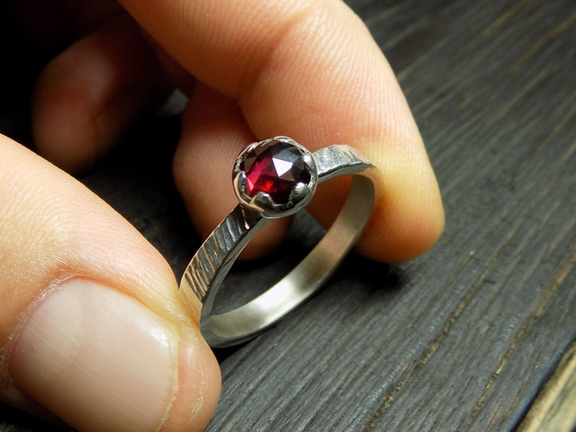 NOCTURNE-Bague Argent&Grenat Almandin