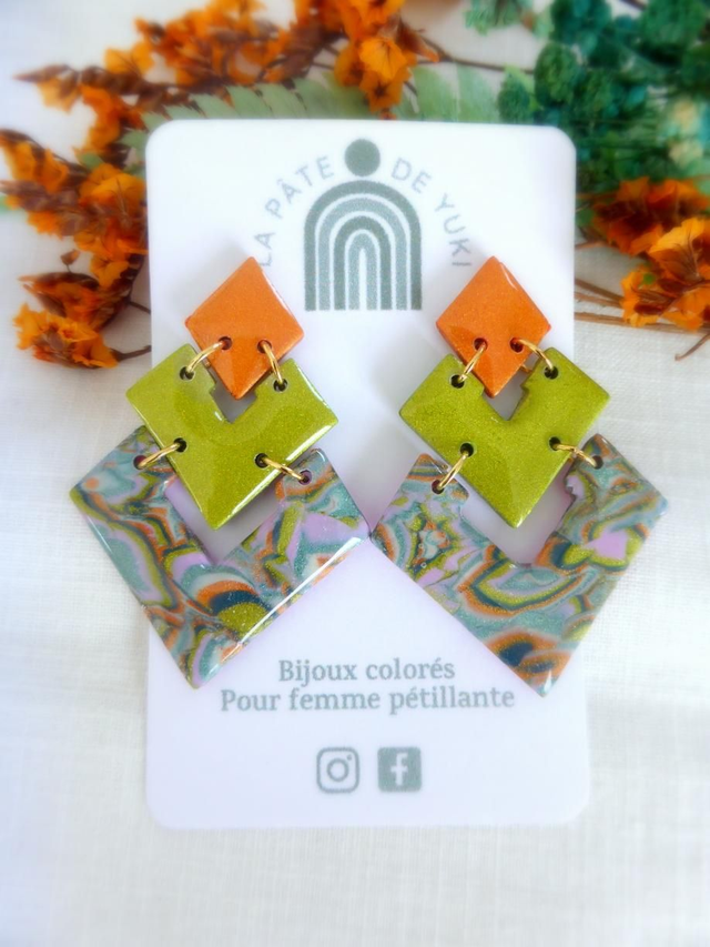 Boucles d'oreilles losanges - Jungle Pop