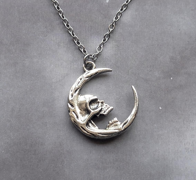 Skull and Moon Necklace 