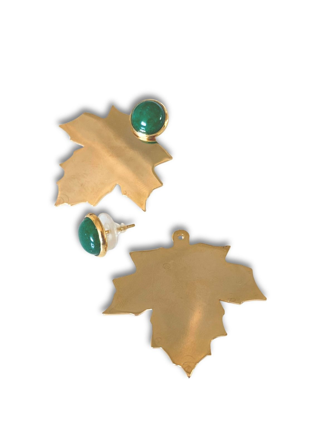 Orecchini foglia di vite e pietra