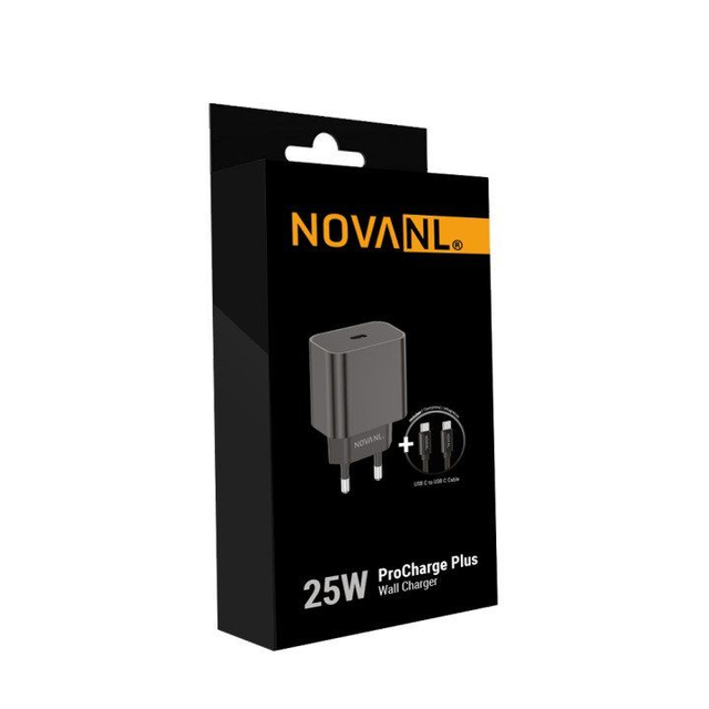 NOVANL ProCharge Plus (25W) Wall Charger with SpeedCharge USB-C to USB-C Cable