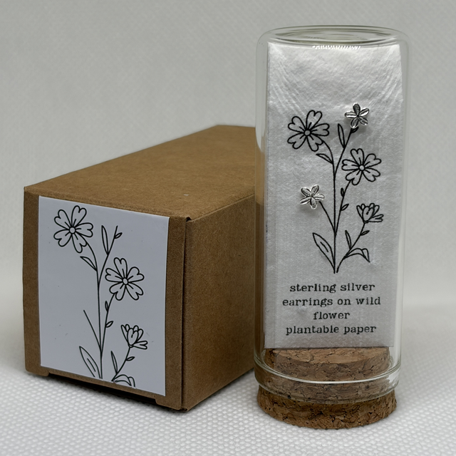 'B&W Flowers' Plantable Paper Earrings