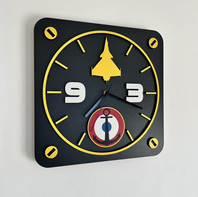 Horloge 3D en bois  *Rafale Marine Nationale* 