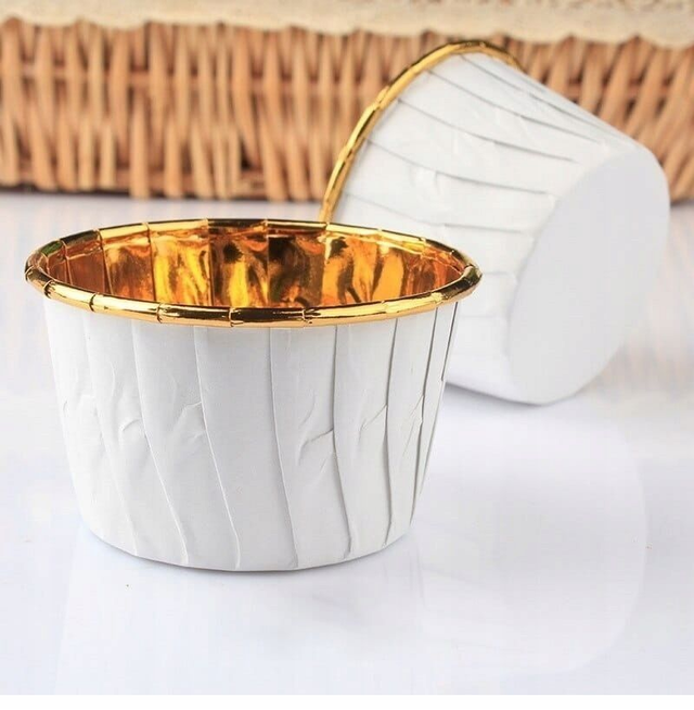 Papilotki na muffiny biało złote 50/40 a50