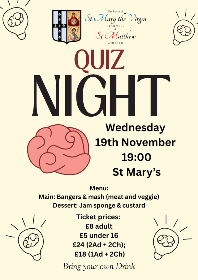 Quiz Night – Tickets Wednesday 19 November 2025 – St Mary’s
