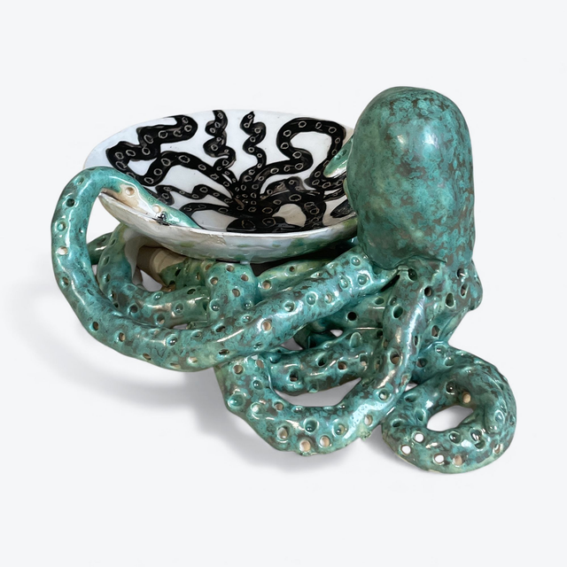 Coupelle au Poulpe vert bronze
