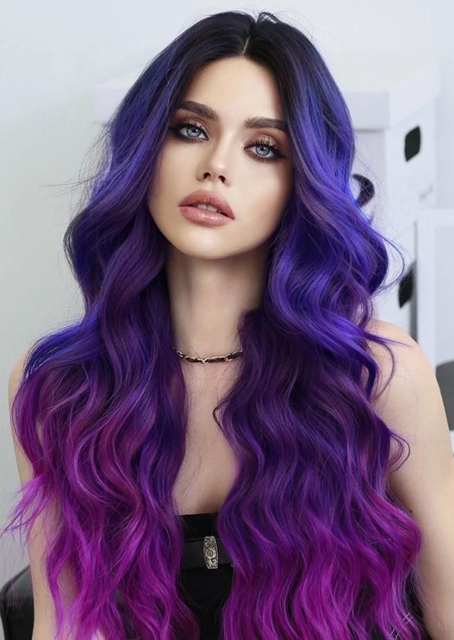 Perruque colorée ondulée 