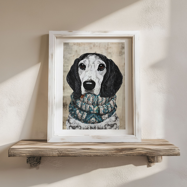 Holly: Beagle/Spaniel Crossbreed Dog Mixed Media Art Print A4