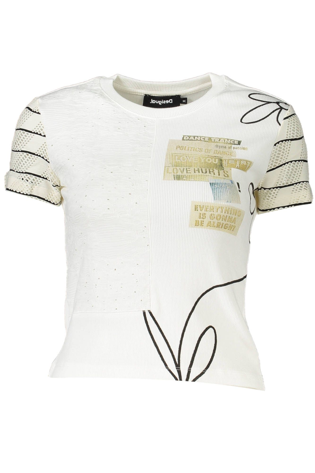 DESIGUAL T-SHIRT MANICHE CORTE DONNA BIANCO