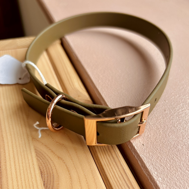 Pet Pooch Boutique Khaki Green BioThane Dog Collar - Medium