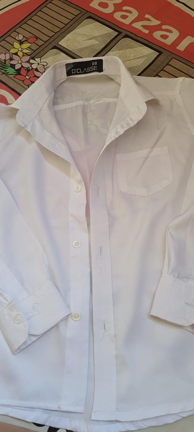 Camisa Branca Infantil Social, T/8 Anos