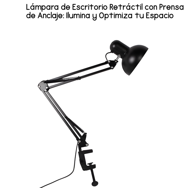 Lámpara Retráctil de Oficina con Anclaje: Iluminación Precisa en Blanco o Negro