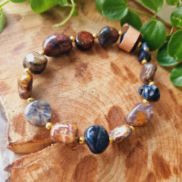 Pietersite Pebble Shaped Beaded Bracelet 