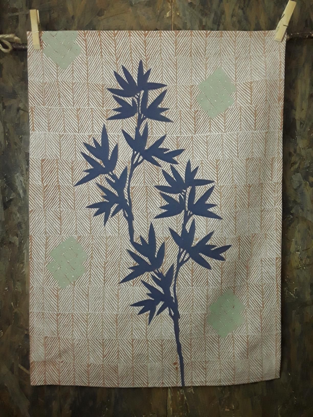 Essuie-main  / torchon en lin BAMBOO et SHIBO orange 