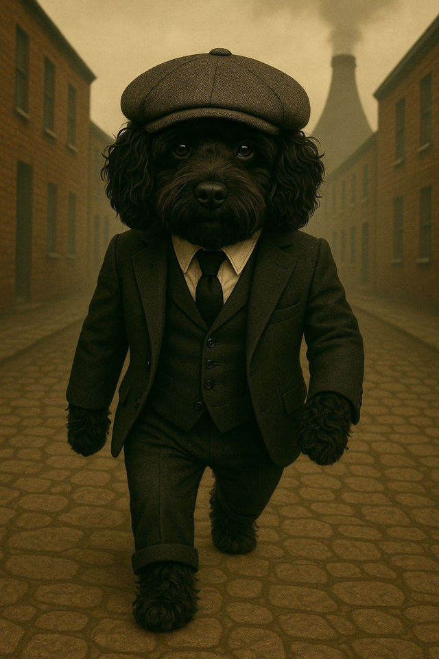 Black Cockapoo Framed Canvas Peaky pooch