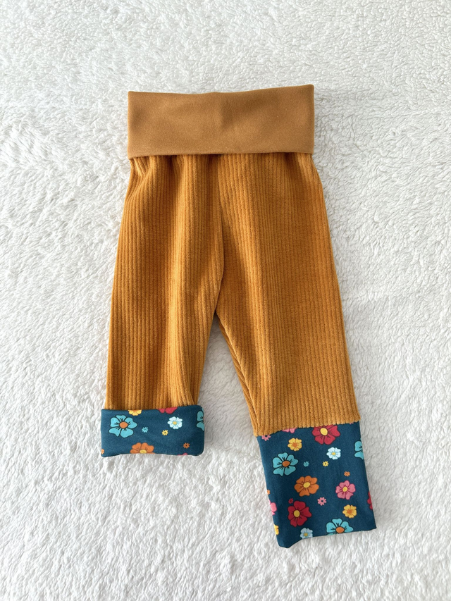 Pantalon évolutif velours "ocre et capucine"