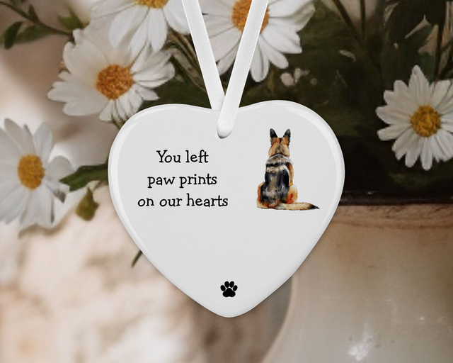 "German Sheperd"  Personalised Pet Memorial Ceramic Heart  