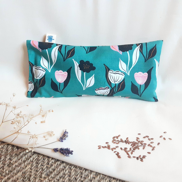 Coussin relaxant pour les yeux aux graines de lin bio &amp; apaisantes / Fleurs joyeuses