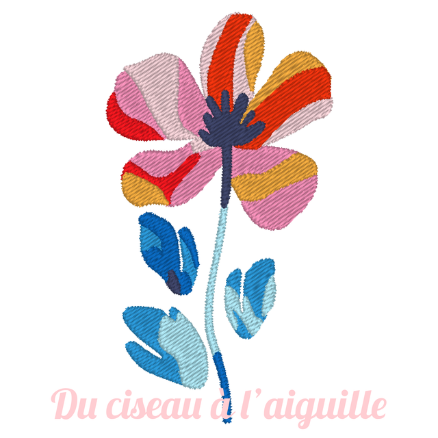 fichier broderie fleur coloré - Cadre 10x10 / 12 Formats