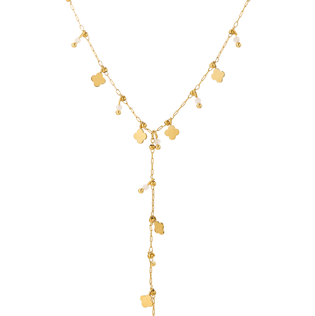 Collier perle et trèfle