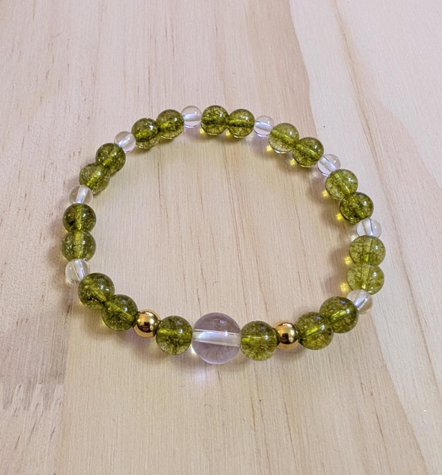 Olivine et cristal de roche 