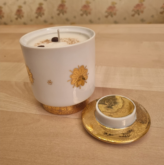 Kerze im Zuckertopf mit Deckel - Unikat