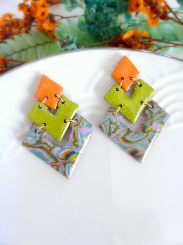 Boucles d'oreilles losanges - Jungle Pop