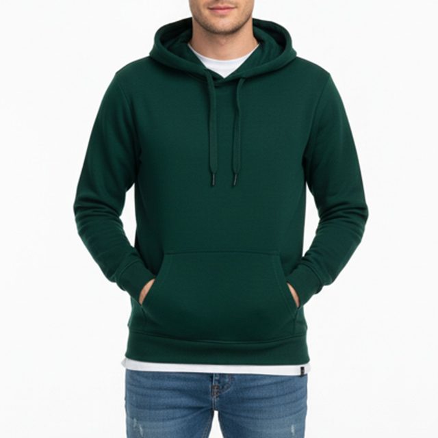Felpa Basic con Cappuccio Verde