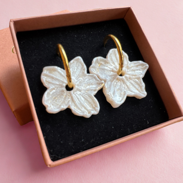 Fleurs étoilées blanches nacrées