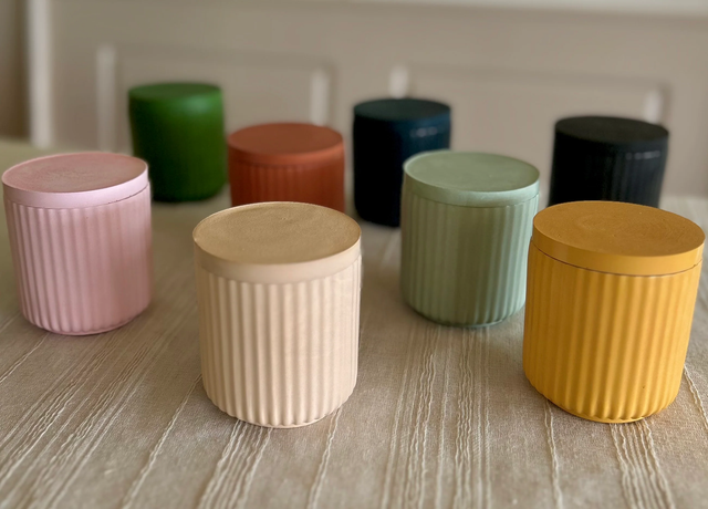 Jesmonite Ribbed Candle Jars (in a range of colours)