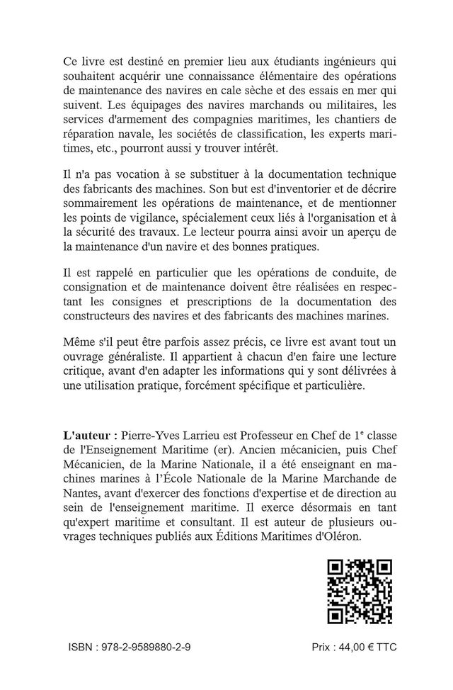 a- Tarif étudiant - Maintenance, Passage en Cale sèche & Essais des Navires