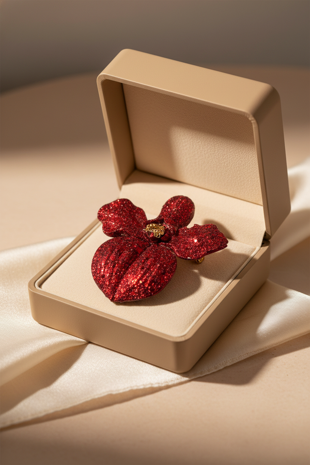 Broche sabot de venus- Collection capsule Saint Valentin rouge passion