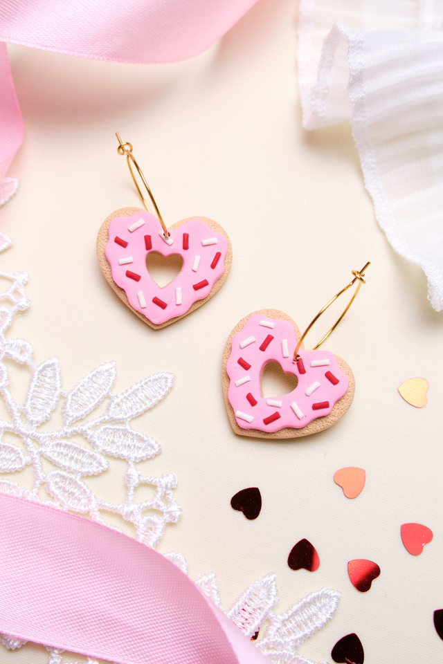 Pendientes de rosquilla corazón