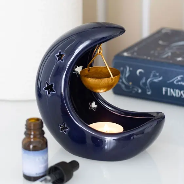 Blue Crescent Moon Oil Burner