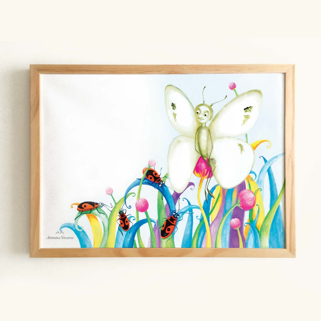 Affiche &quot;Papillon dans les herbes&quot;