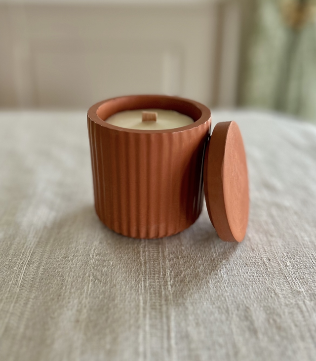 Jesmonite Ribbed Candle Jars (in a range of colours)