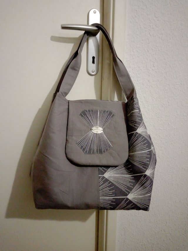  sac épaule fourre tout  en tissu gris  grande capacité 		