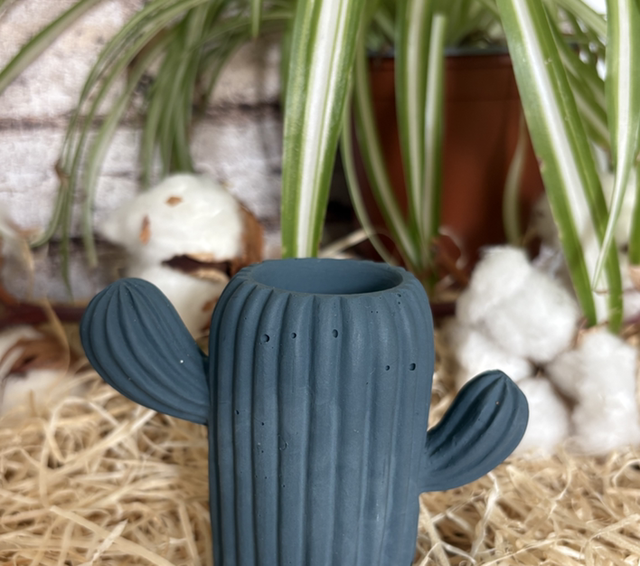 Vase Cactus en jesmonite : Bleu nuit