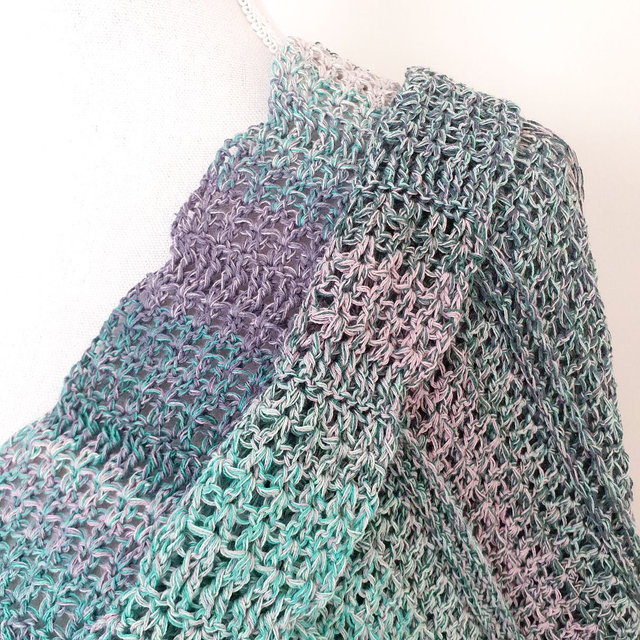 Col sjaal gehaakt - handgemaakt blauw-grijs katoenen zomersjaal