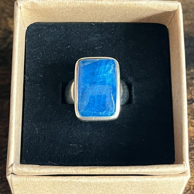 Bague en argent et Apatite bleue - Taille 54