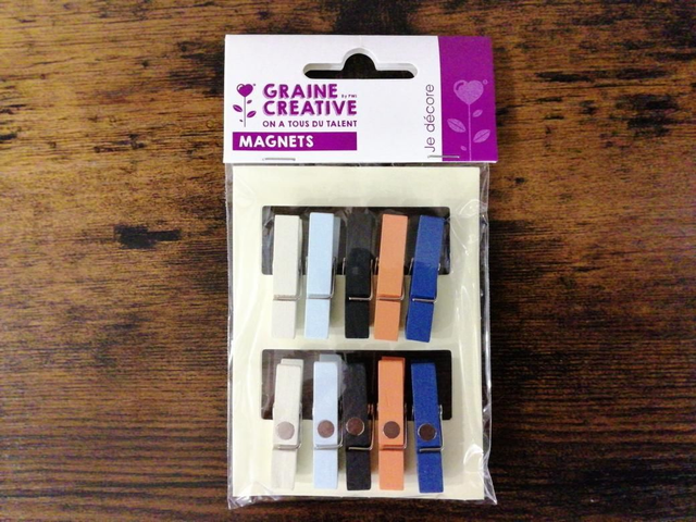 10 magnets pince à linge bleu/noir 