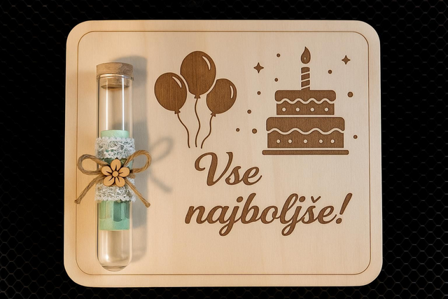 Darilna ploščica z epruvetko