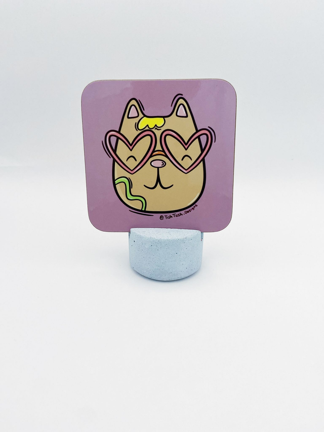 Purple cat coaster