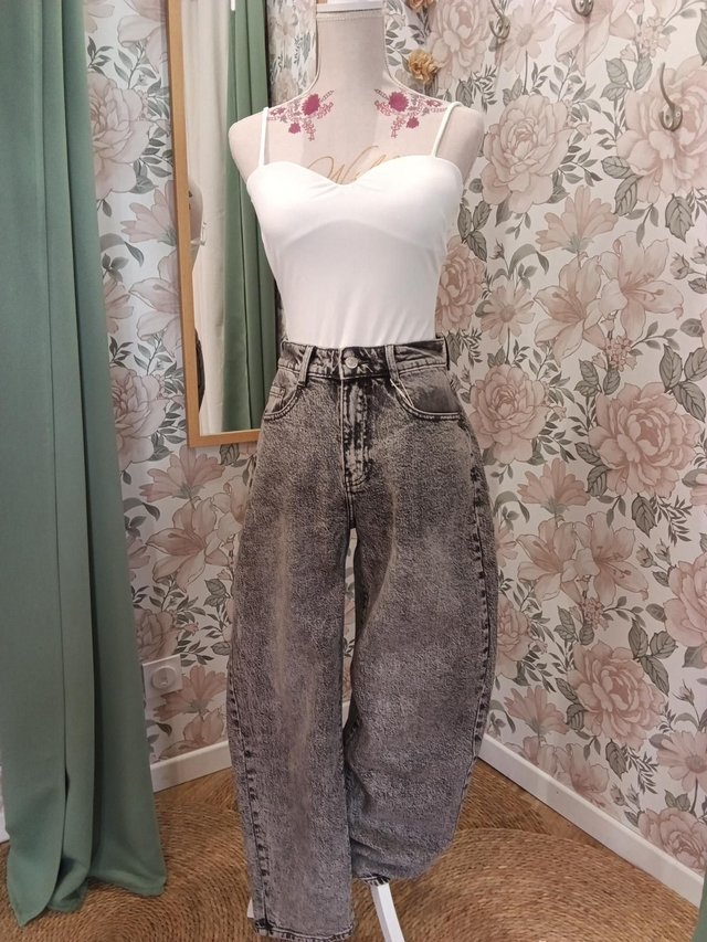 Jeans ballon gris -5525