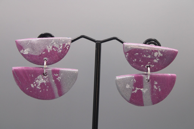 half-moon︱fuschia + metallic silver 