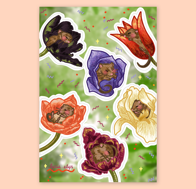 Souris des champs - planche de stickers