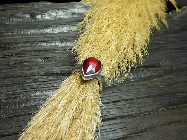 NOCTURNE-Bague Argent&Grenat Almandin