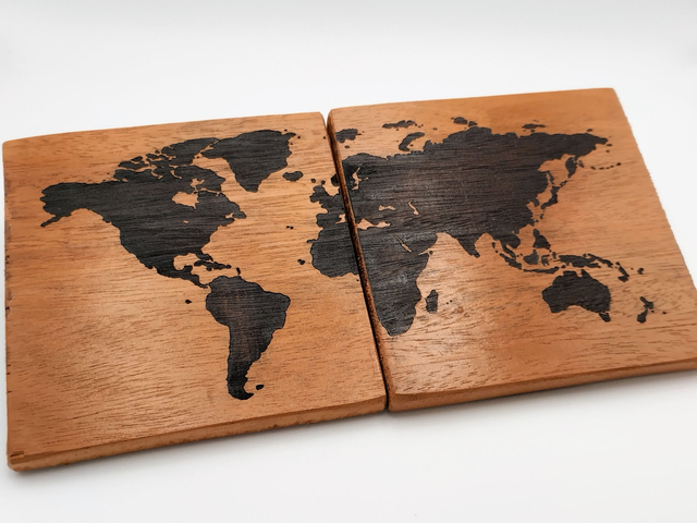 Wooden Coasters - Map of the World